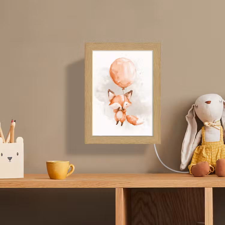 Lightbox - Wandlamp kinderkamer - Vos - Pastel kleuren - Dier — 3