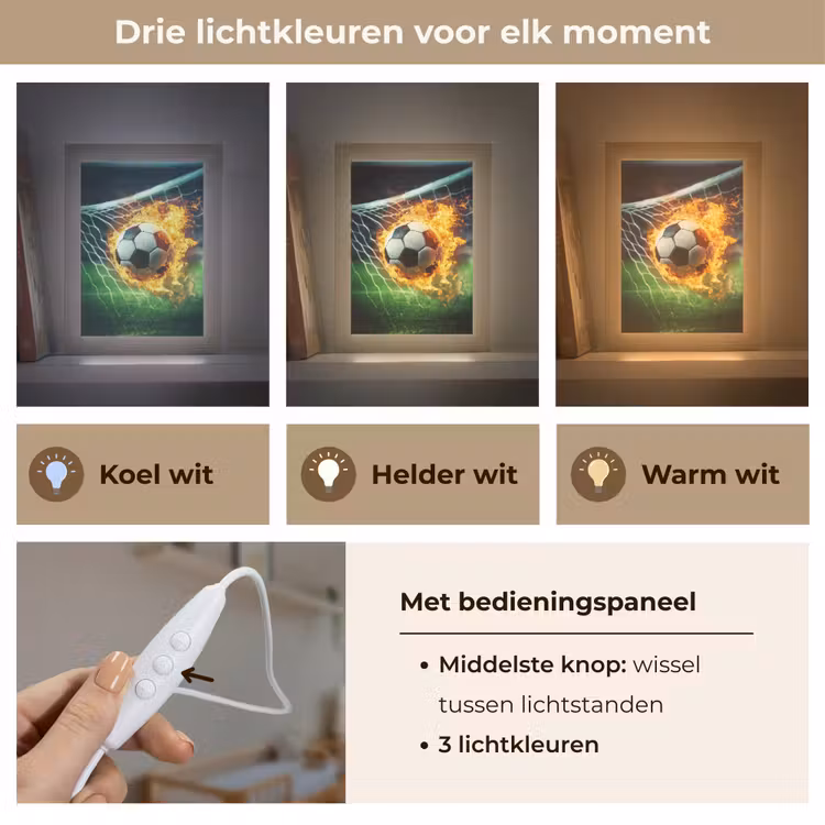 Lightbox - Wandlamp kinderkamer - Voetbal - Goal - Doelnet - Vuur — 7