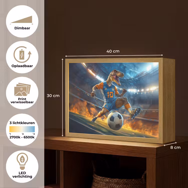 Lightbox - Wandlamp kinderkamer - T-Rex - Voetbal - Stadion — 9