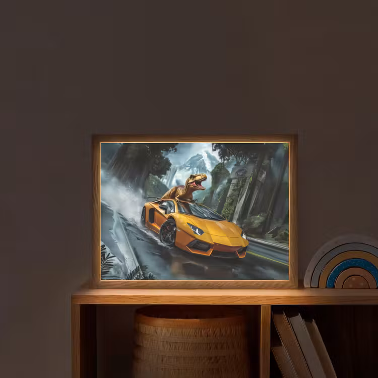 Lightbox - Wandlamp kinderkamer - T-Rex - Auto - Regenwoud — 2