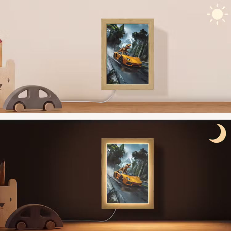 Lightbox - Wandlamp kinderkamer - T-Rex - Auto - Regenwoud — 4