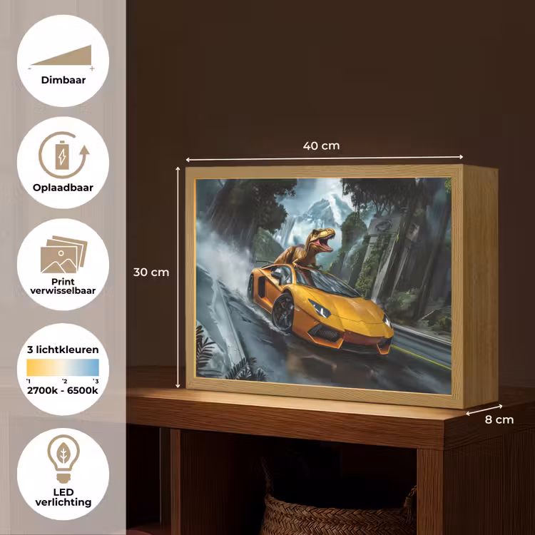 Lightbox - Wandlamp kinderkamer - T-Rex - Auto - Regenwoud — 9