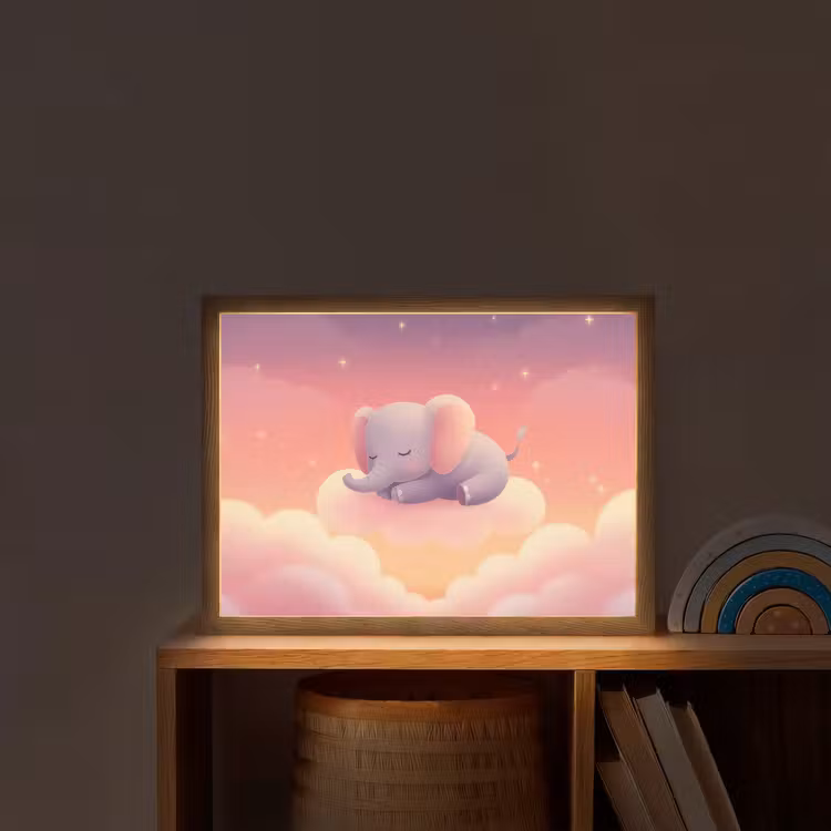 Lightbox - Wandlamp kinderkamer - Dier - Roze - Wolken — 2