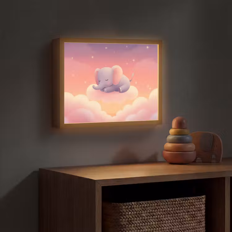 Lightbox - Wandlamp kinderkamer - Dier - Roze - Wolken — 4