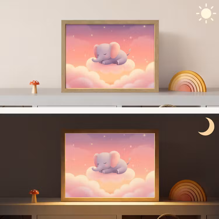 Lightbox - Wandlamp kinderkamer - Dier - Roze - Wolken — 6