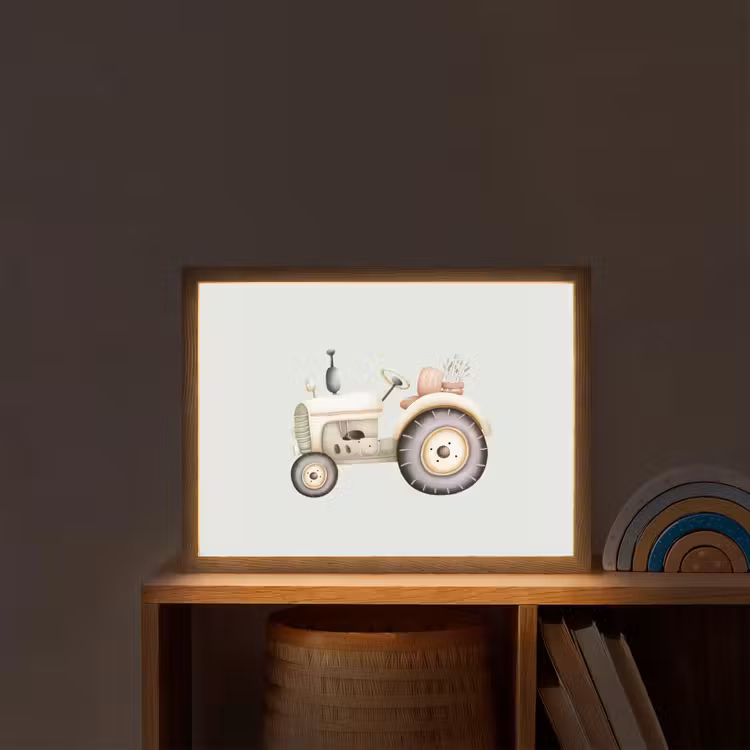 Lightbox - Wandlamp kinderkamer - Vintage - Tractor - Pastel — 2