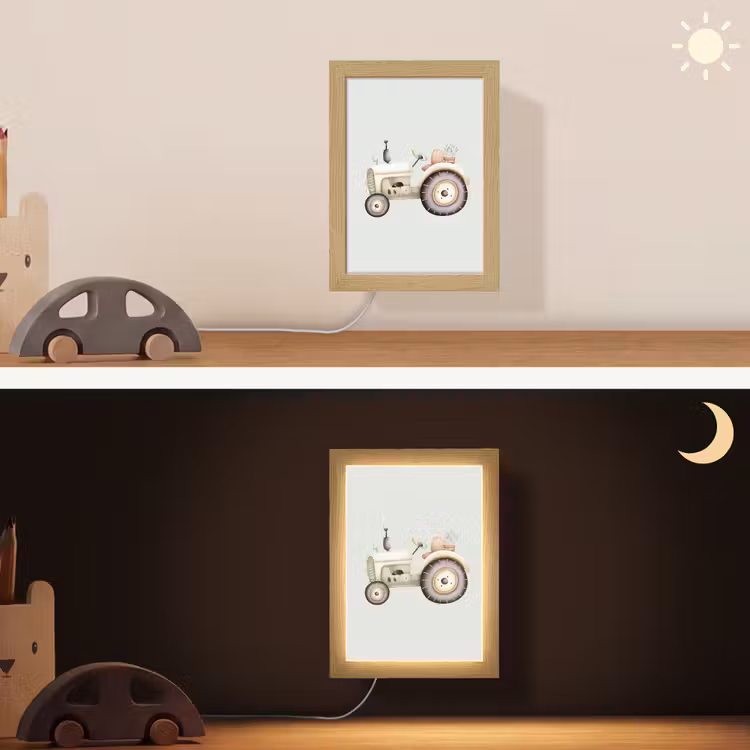 Lightbox - Wandlamp kinderkamer - Vintage - Tractor - Pastel — 4