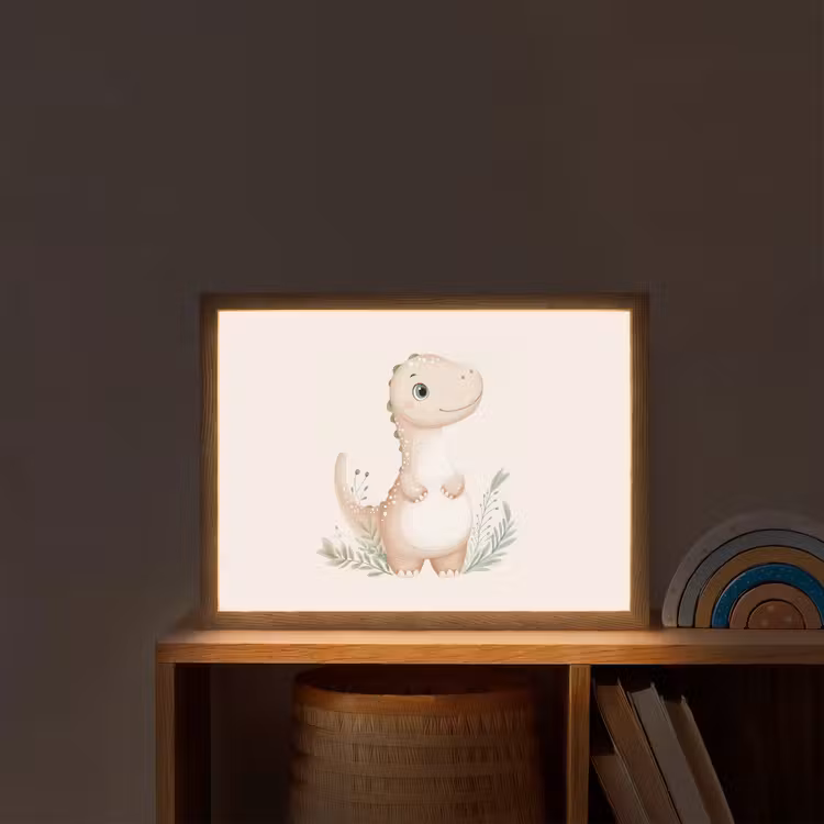 Lightbox - Wandlamp kinderkamer - Dinosaurus - Bladeren - Pastel — 2