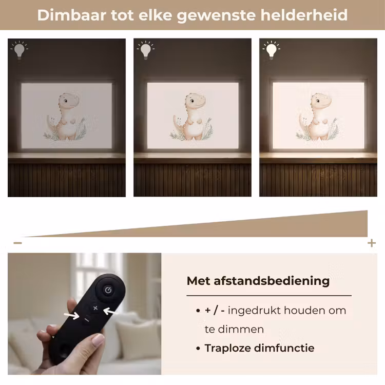 Lightbox - Wandlamp kinderkamer - Dinosaurus - Bladeren - Pastel — 7