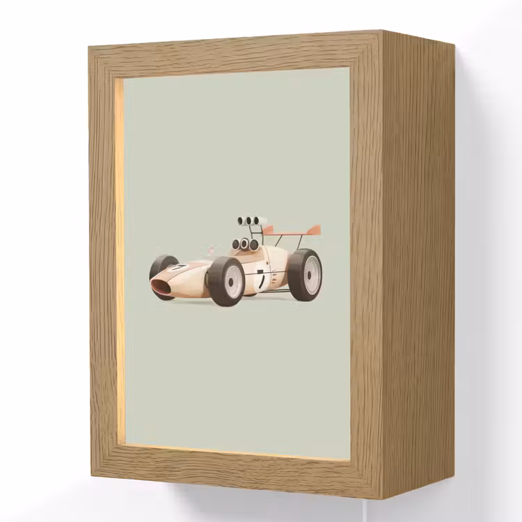 Lightbox - Wandlamp kinderkamer - Beige - Raceauto - Groen — 1