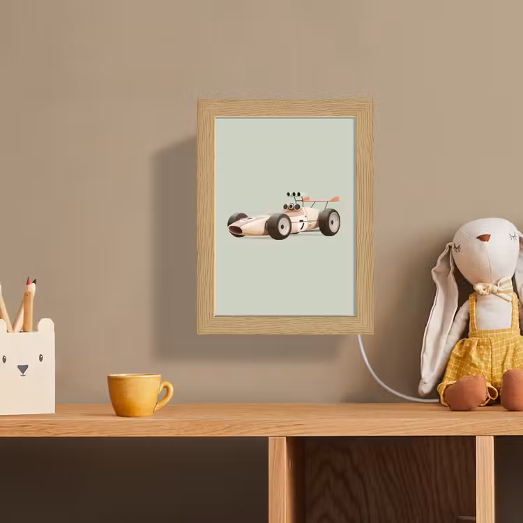 Lightbox - Wandlamp kinderkamer - Beige - Raceauto - Groen — 3
