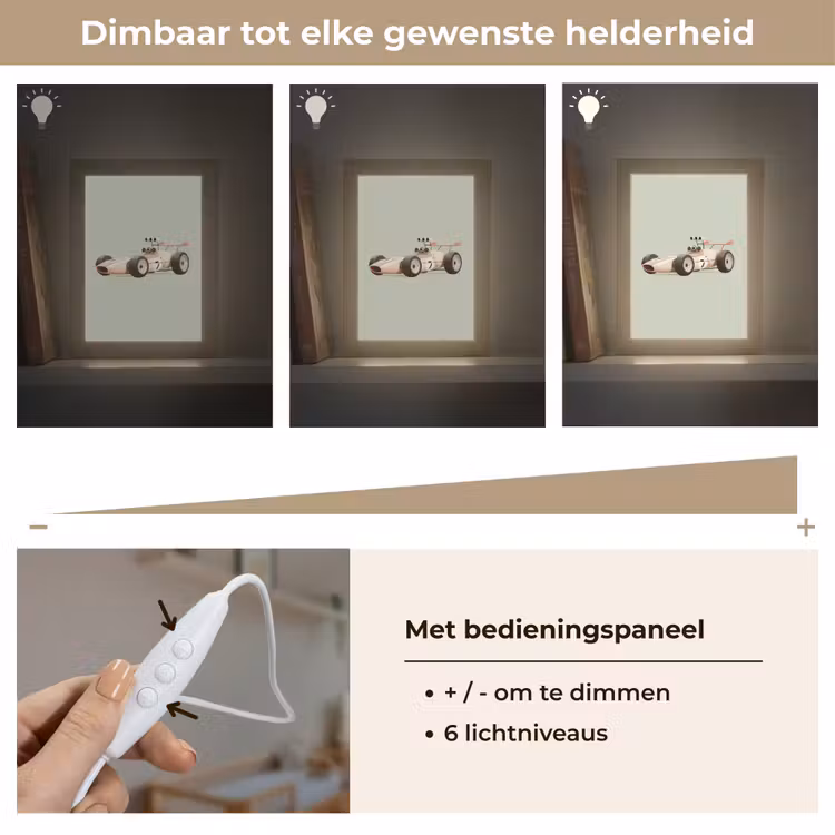 Lightbox - Wandlamp kinderkamer - Beige - Raceauto - Groen — 6