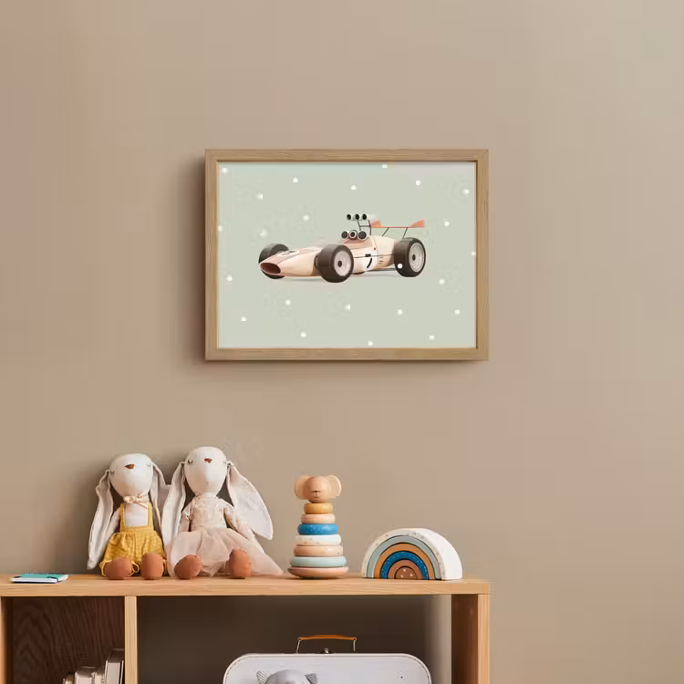 Lightbox - Wandlamp kinderkamer - Beige - Raceauto - Stippen — 3
