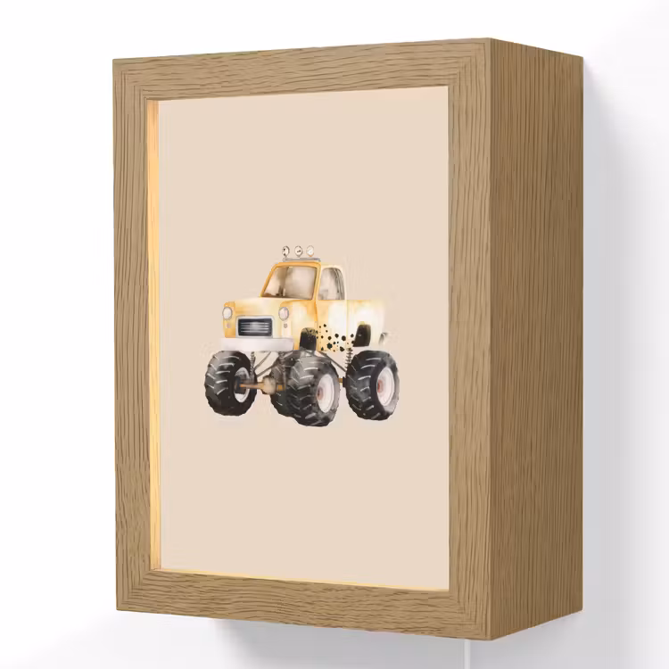 Lightbox - Wandlamp kinderkamer - Monstertruck - Geel - Beige — 1