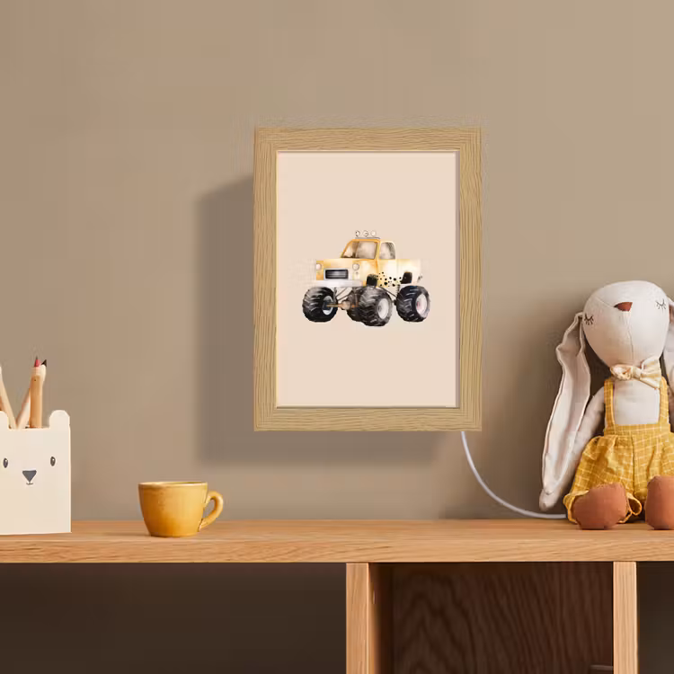 Lightbox - Wandlamp kinderkamer - Monstertruck - Geel - Beige — 3