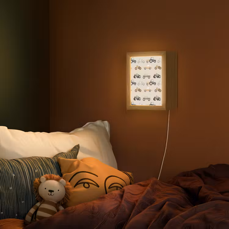 Lightbox - Wandlamp kinderkamer - Retro - voertuigen - patroon — 2