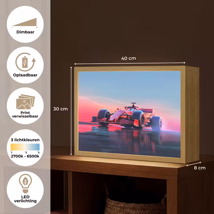 Lightbox - Wandlamp kinderkamer - Formule 1 - Race - Auto - Jongens — 9