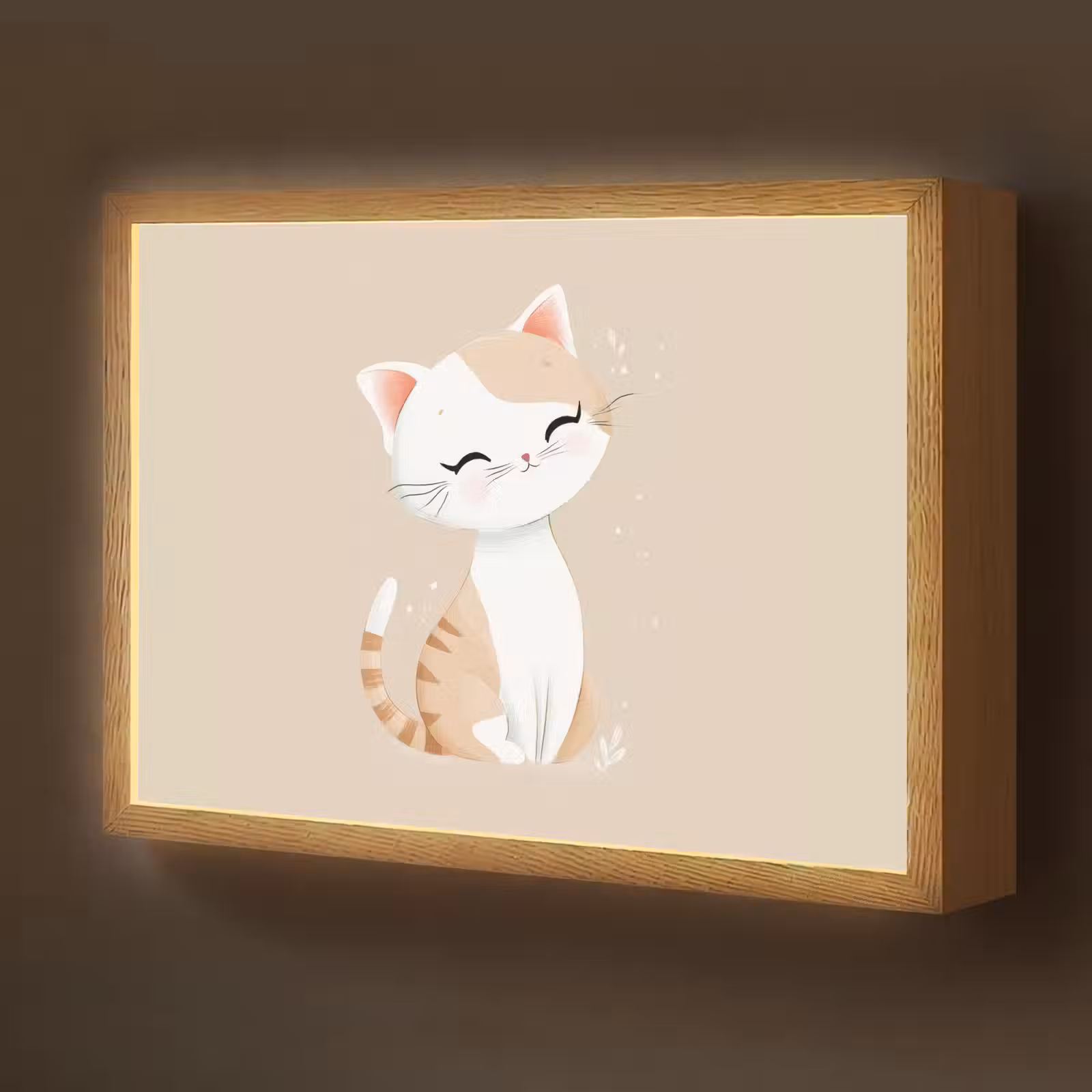 Lightbox - Wandlamp kinderkamer - Kat - Kitten - Beige — 1