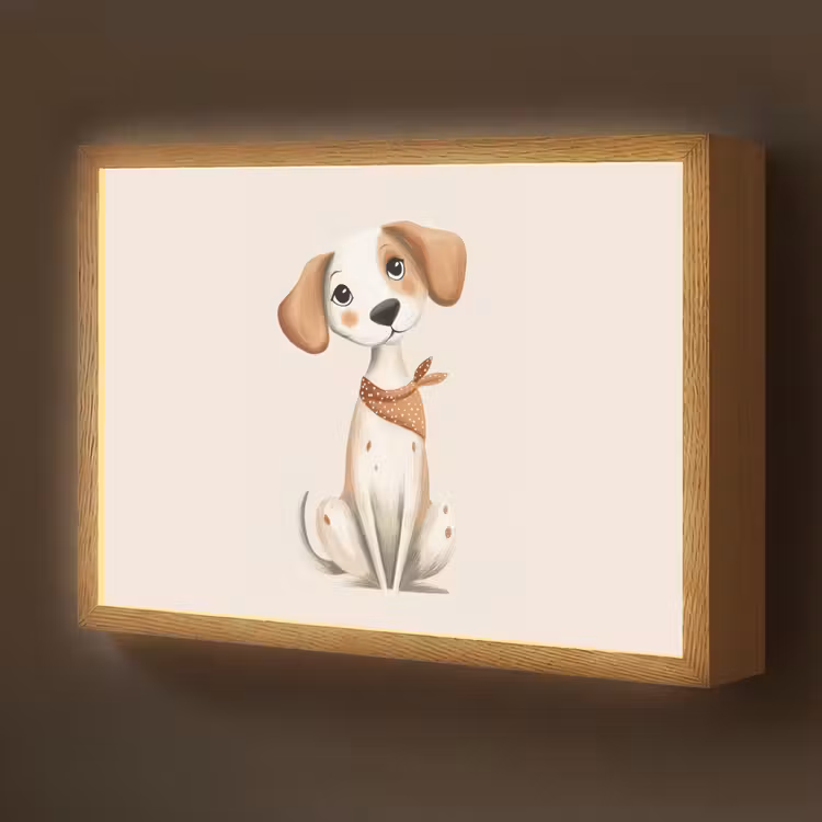 Lightbox - Wandlamp kinderkamer - Hond - Pup - Beige — 1