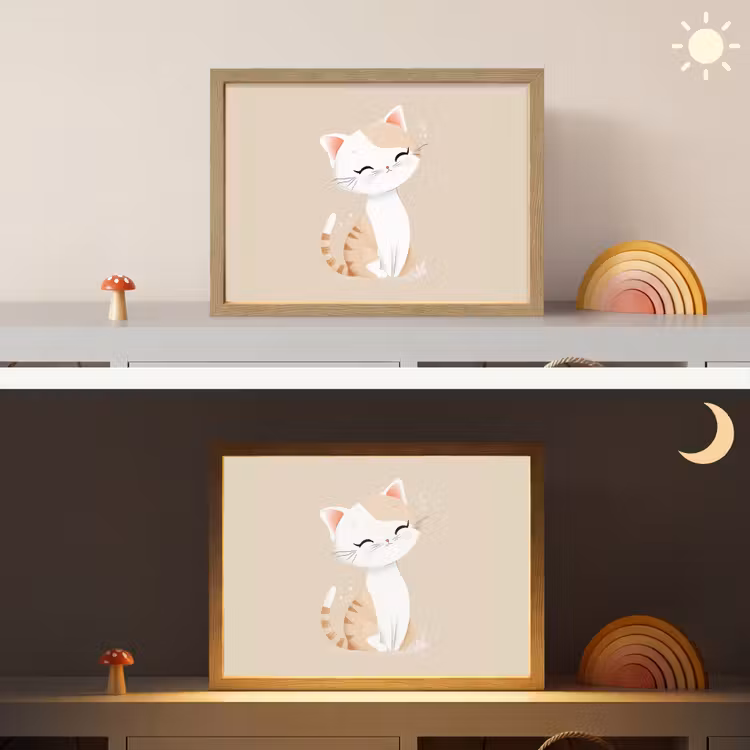 Lightbox - Wandlamp kinderkamer - Kat - Kitten - Beige — 6