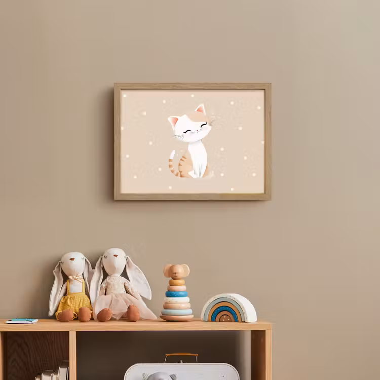 Lightbox - Wandlamp kinderkamer - Kat - Kitten - Beige - Stippen — 3