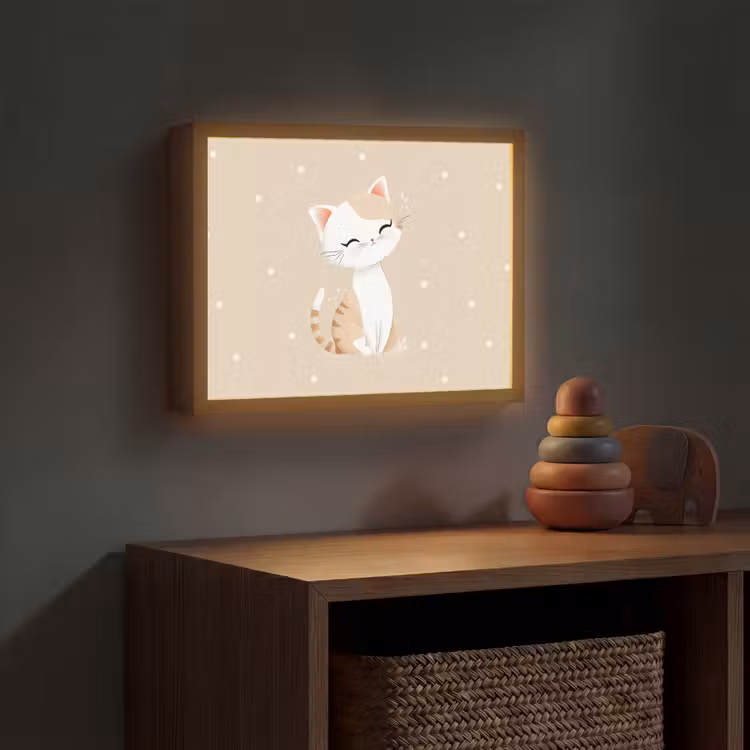 Lightbox - Wandlamp kinderkamer - Kat - Kitten - Beige - Stippen — 4