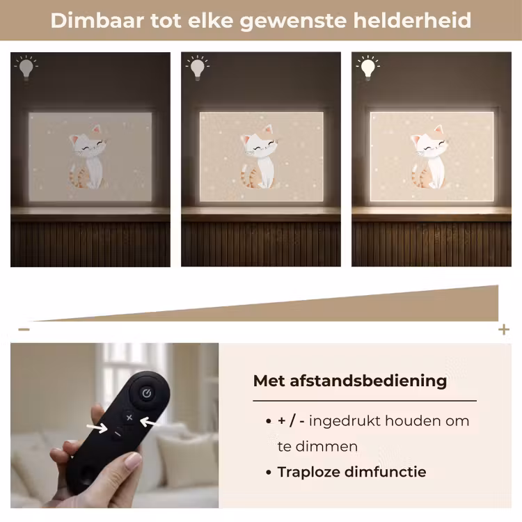 Lightbox - Wandlamp kinderkamer - Kat - Kitten - Beige - Stippen — 7