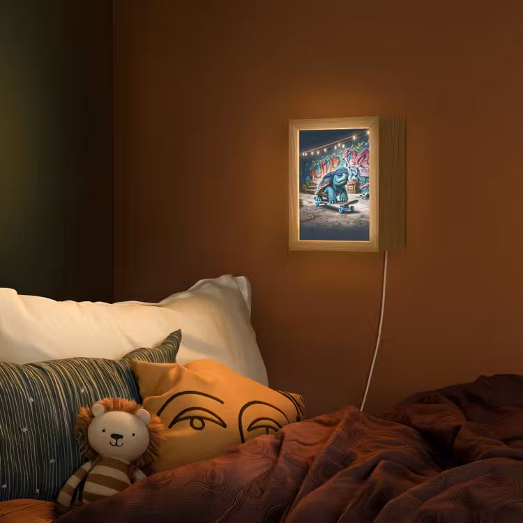 Lightbox - Wandlamp kinderkamer - Schildpad - Graffiti - Skateboard - Jongens — 2