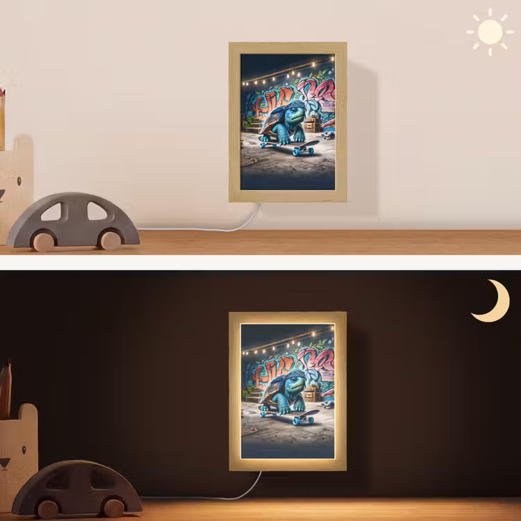 Lightbox - Wandlamp kinderkamer - Schildpad - Graffiti - Skateboard - Jongens — 4