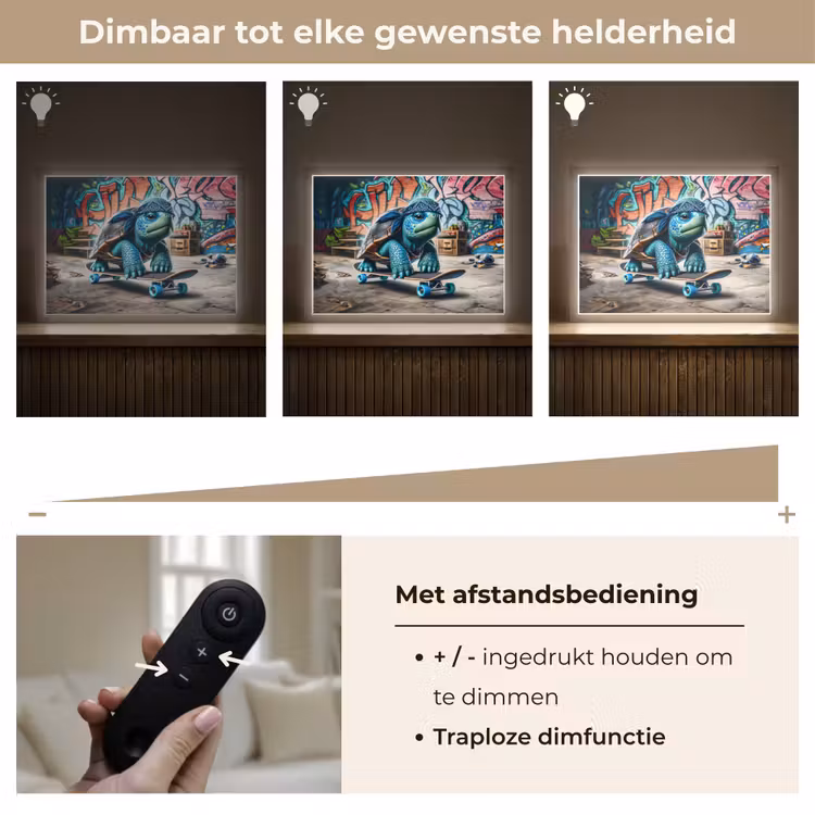 Lightbox - Wandlamp kinderkamer - Schildpad - Graffiti - Skateboard - Jongens — 7