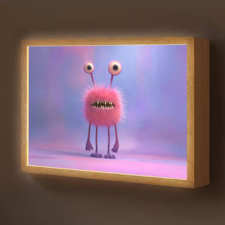 Lightbox - Wandlamp kinderkamer - Monster - Roze - Paars — 1