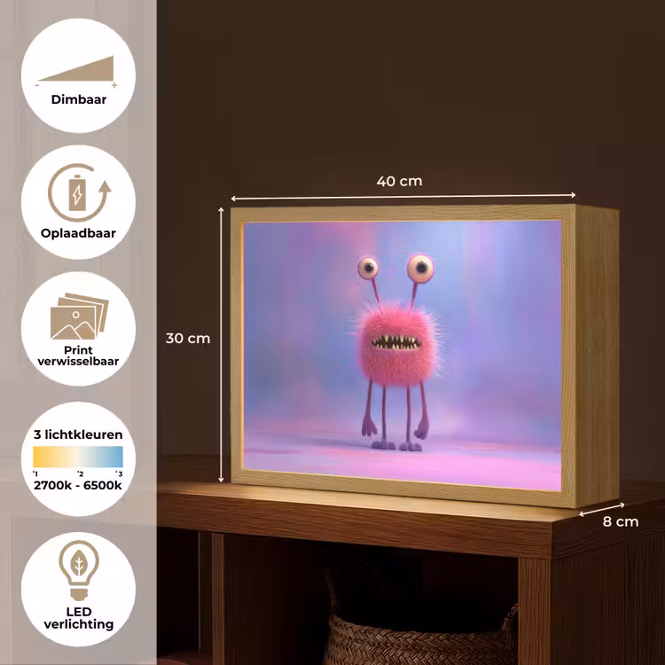 Lightbox - Wandlamp kinderkamer - Monster - Roze - Paars — 9