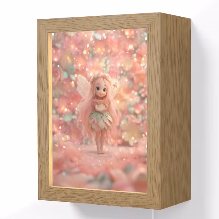 Lightbox - Wandlamp kinderkamer - Fee - Bloemen - Roze — 1