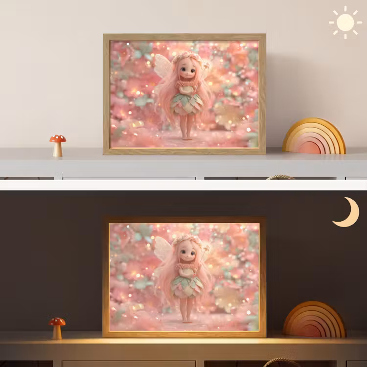 Lightbox - Wandlamp kinderkamer - Fee - Bloemen - Roze — 6