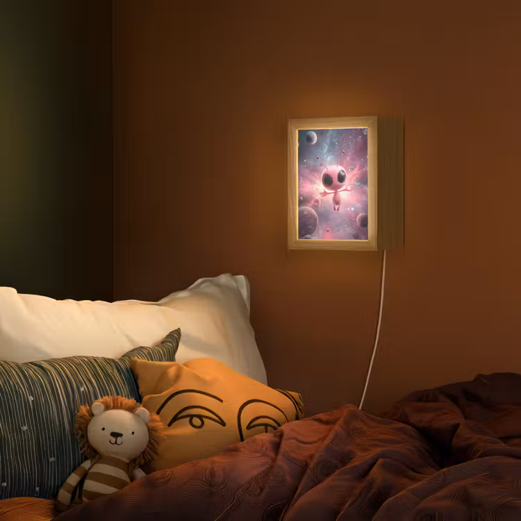 Lightbox - Wandlamp kinderkamer - Roze - Alien - Planeten - Ruimte — 2