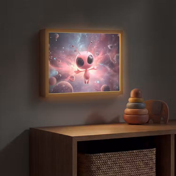 Lightbox - Wandlamp kinderkamer - Roze - Alien - Planeten - Ruimte — 4