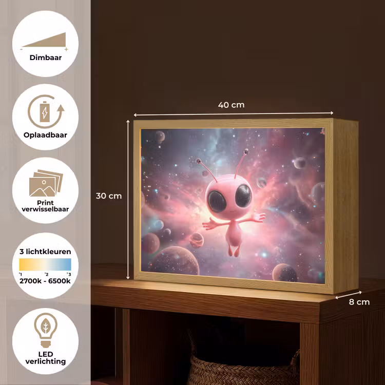 Lightbox - Wandlamp kinderkamer - Roze - Alien - Planeten - Ruimte — 9
