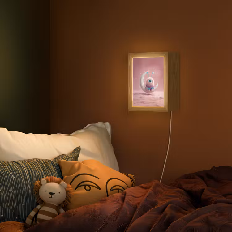 Lightbox - Wandlamp kinderkamer - Maan - Monster - Roze — 2