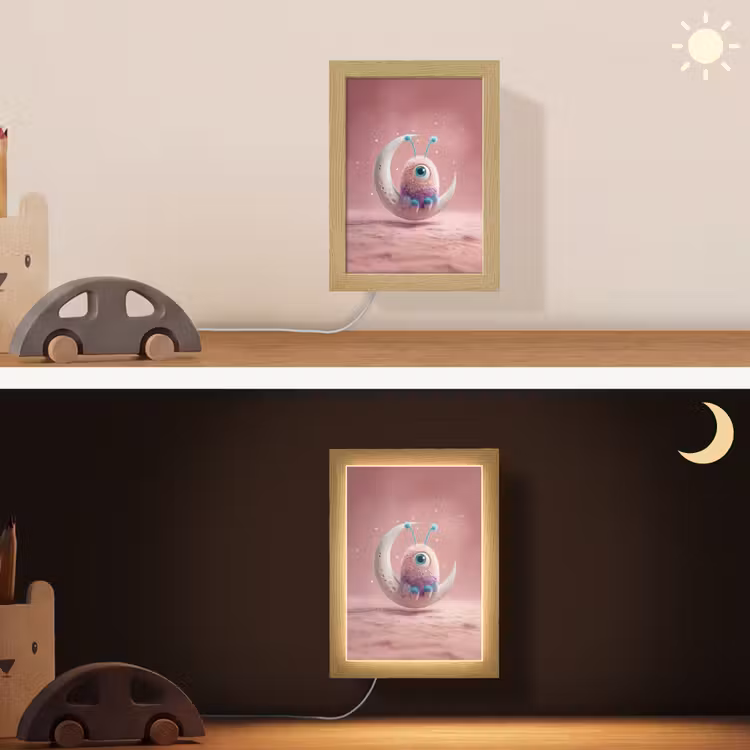 Lightbox - Wandlamp kinderkamer - Maan - Monster - Roze — 4