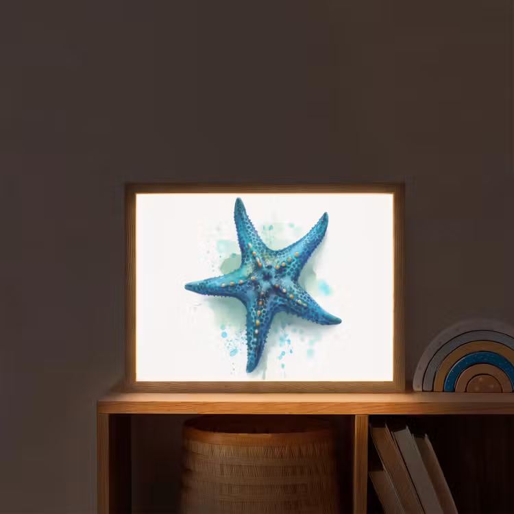 Lightbox - Wandlamp kinderkamer - Zeester - Blauw - Spetters — 2