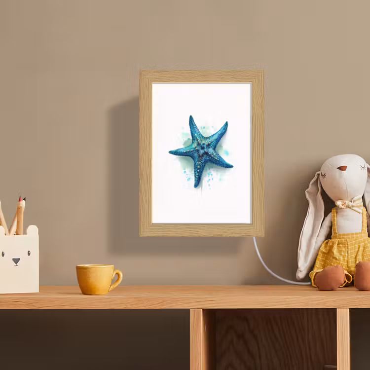 Lightbox - Wandlamp kinderkamer - Zeester - Blauw - Spetters — 3