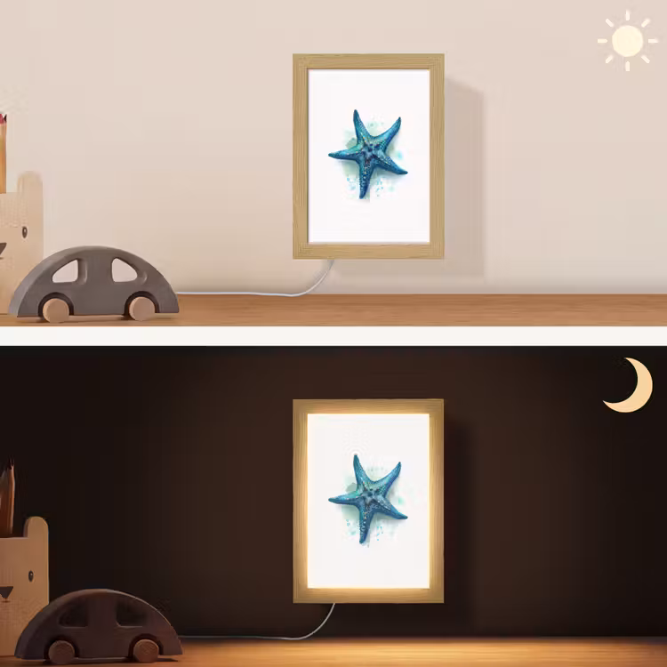 Lightbox - Wandlamp kinderkamer - Zeester - Blauw - Spetters — 4