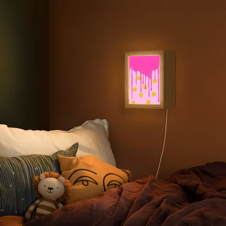 Lightbox - Wandlamp kinderkamer - Smiley - Roze - Glazuur — 2