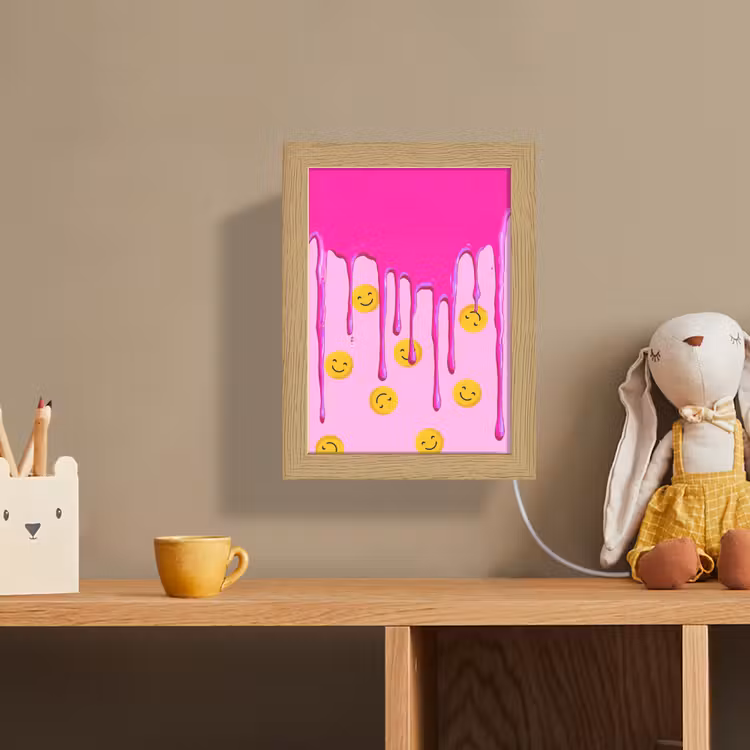 Lightbox - Wandlamp kinderkamer - Smiley - Roze - Glazuur — 3