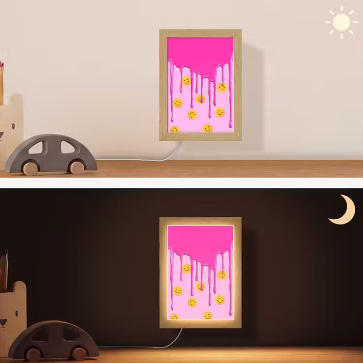 Lightbox - Wandlamp kinderkamer - Smiley - Roze - Glazuur — 4