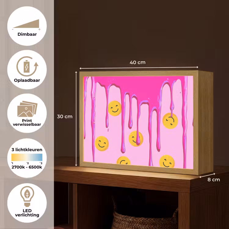 Lightbox - Wandlamp kinderkamer - Smiley - Roze - Glazuur — 9