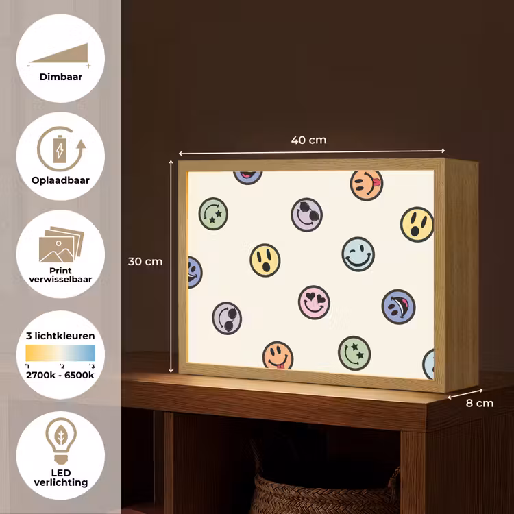Lightbox - Wandlamp kinderkamer - Smileys - Kleurrijk - Grappig — 9