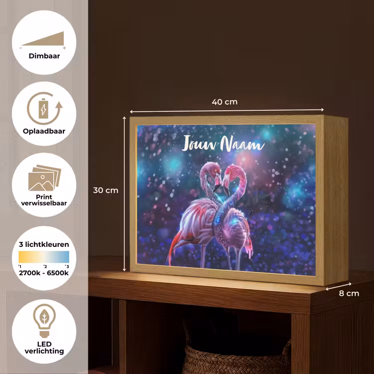 Lightbox - Wandlamp kinderkamer met naam - Flamingo's - Dieren - Ruimte - Galaxy — 9