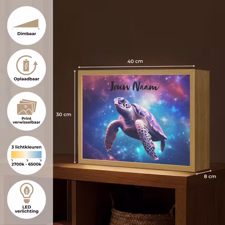 Lightbox - Wandlamp kinderkamer met naam - Schildpad - Dier - Galaxy - Ruimte — 9