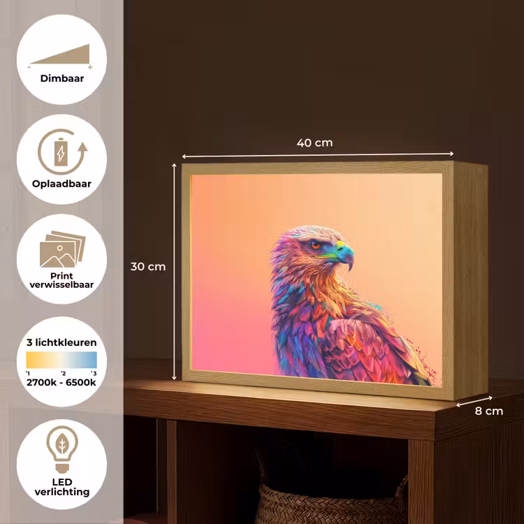 Lightbox - Wandlamp kinderkamer met naam - Arend - Vogel - Kleurrijk - Dier — 9
